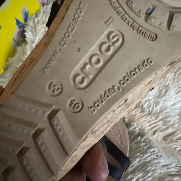 CROCS Women's Black and Tan Sandals - Picture 3 of 4